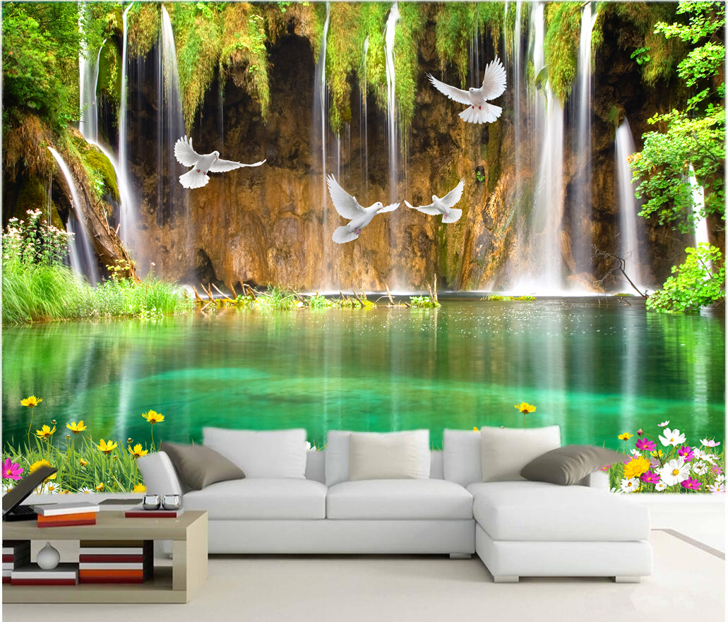 Wallpaper Custom 3d Air Terjun Dan Burung C - Moving Waterfall - HD Wallpaper 