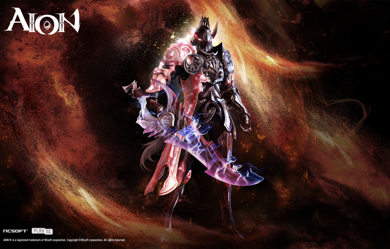Photo Wallpaper Fire, Sword, Templar, Ncsoft, Aion - Aion Gladiator Wallpaper Hd - HD Wallpaper 