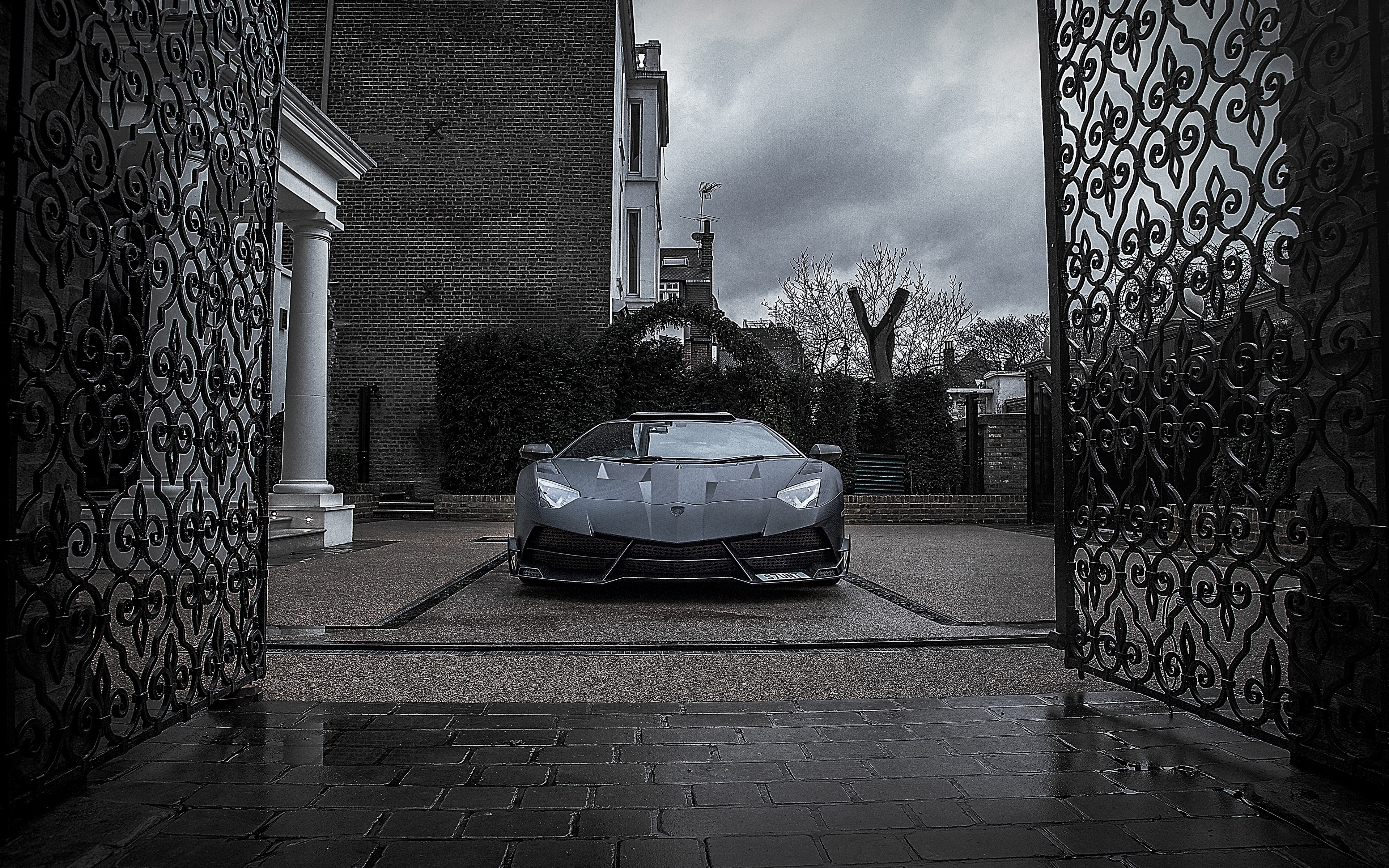 Wallpaper Mansory, Lamborghini, Aventador, Black, Gate, - HD Wallpaper 