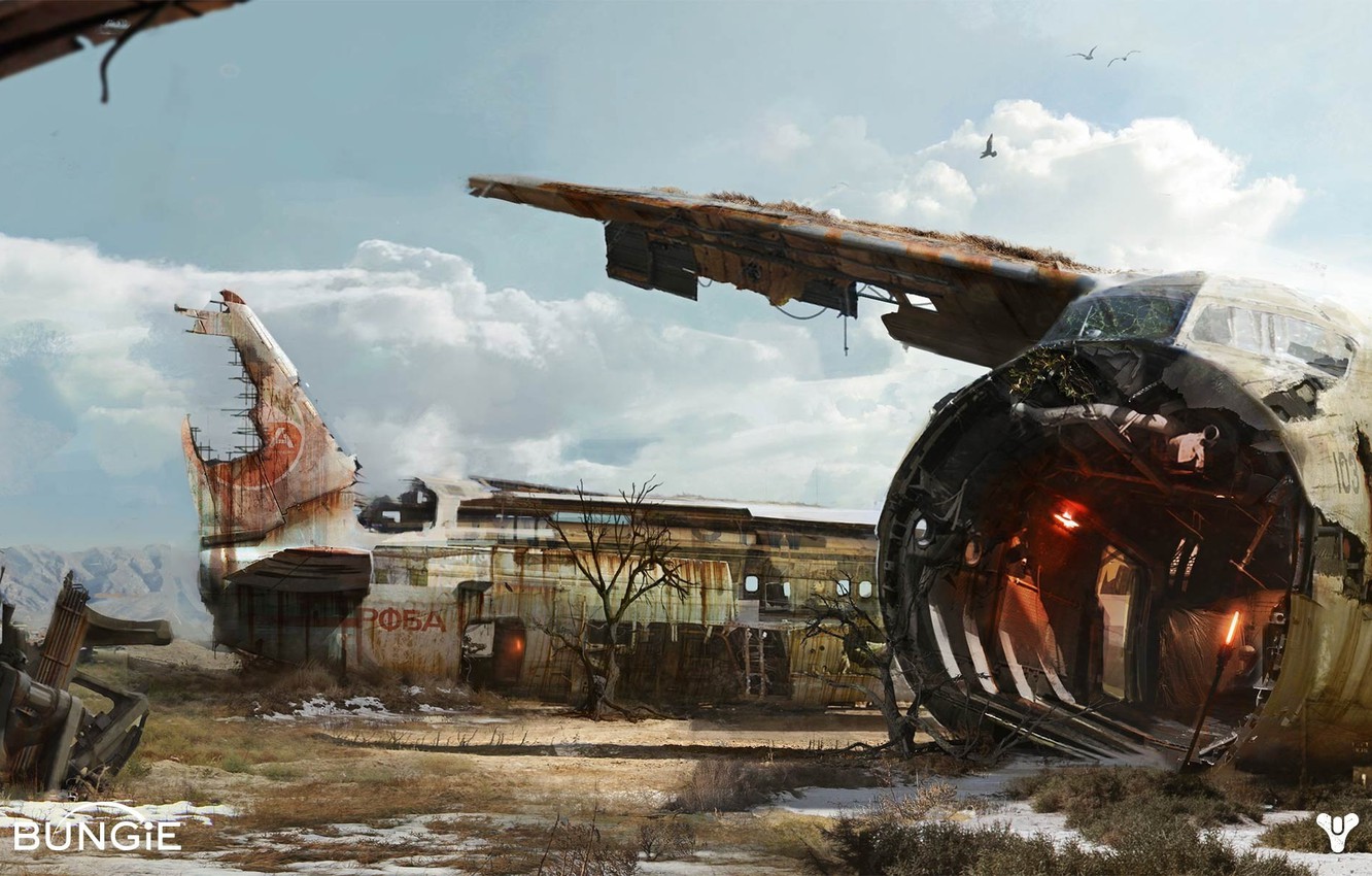 Photo Wallpaper Plane, Crash, Graveyard - Destiny Old Russia Art - HD Wallpaper 