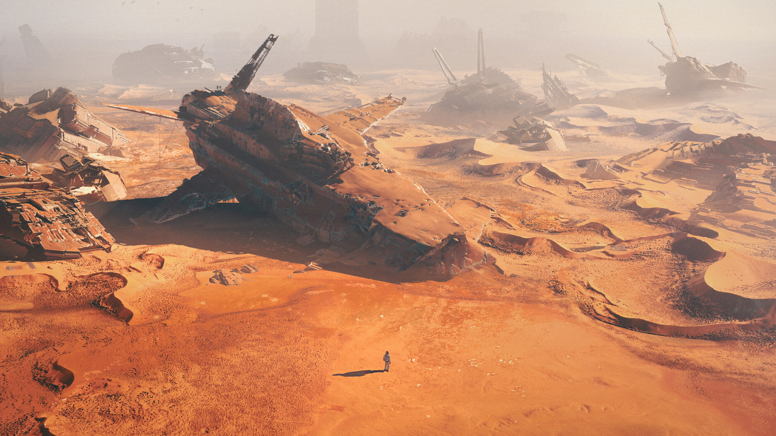 Sci Fi Spaceship Graveyard - HD Wallpaper 