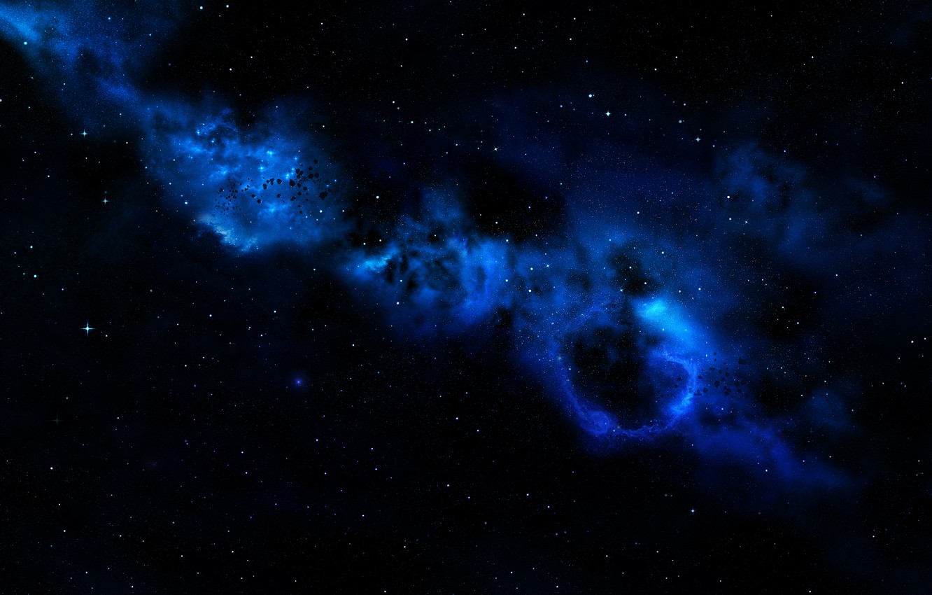 Photo Wallpaper Blue, Space, Dark Matter - Galaxy Blue Wallpapers Hd - HD Wallpaper 