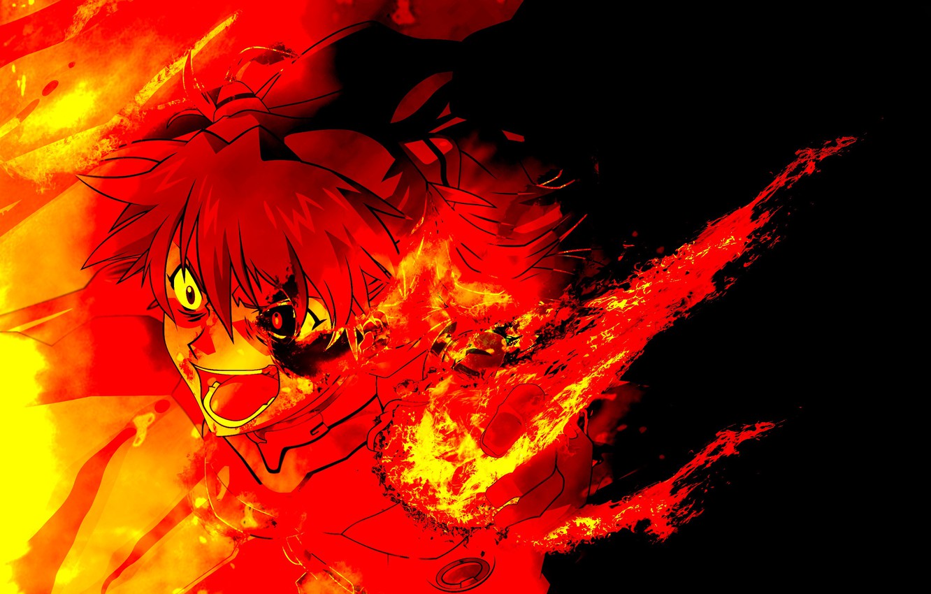 Photo Wallpaper Red, Fire, Asuka, Rage, Asuka, Evangelion, - Asuka Langley On Fire - HD Wallpaper 
