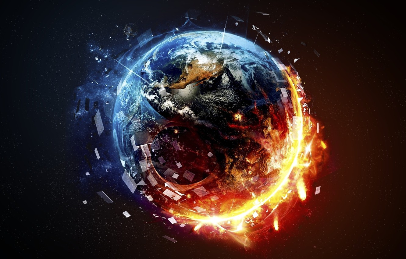 Photo Wallpaper Fire, Planet, Death, Destruction - Planeta Tierra Con Fuego - HD Wallpaper 