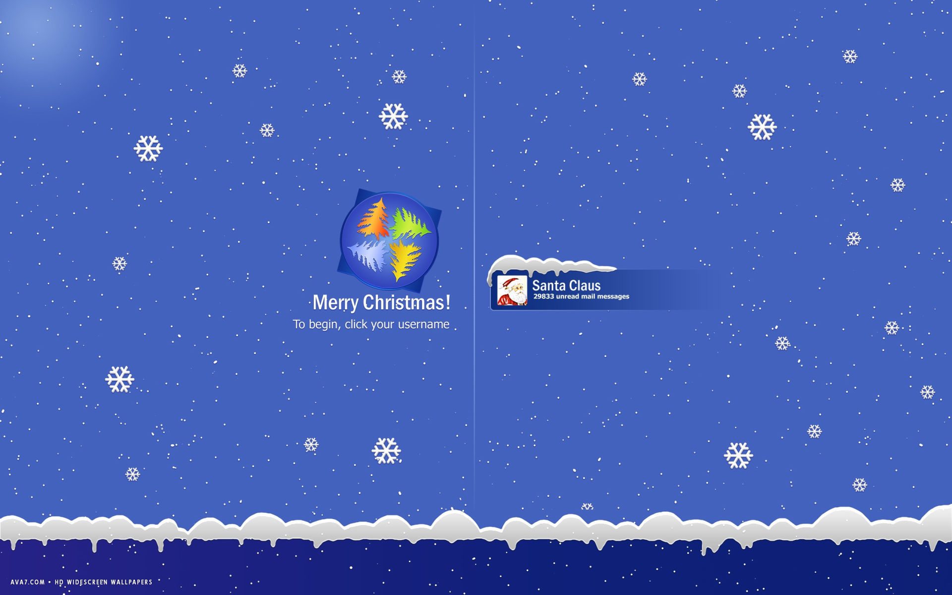 Merry Christmas Windows Login Santa Claus Mail Messages - Windows Xp Snow Background - HD Wallpaper 