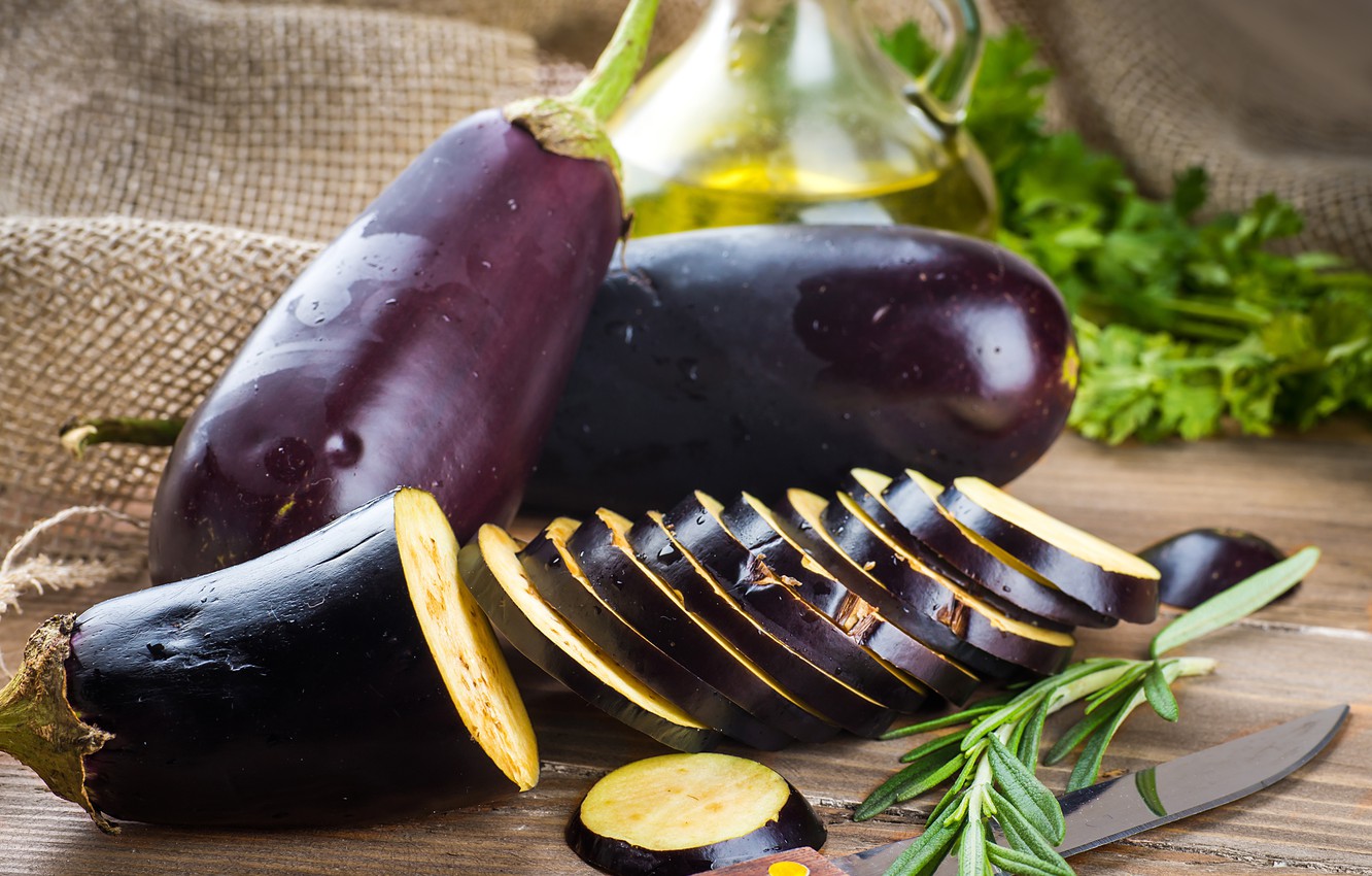 Photo Wallpaper Oil, Eggplant, Vegetables - Eggplant - HD Wallpaper 