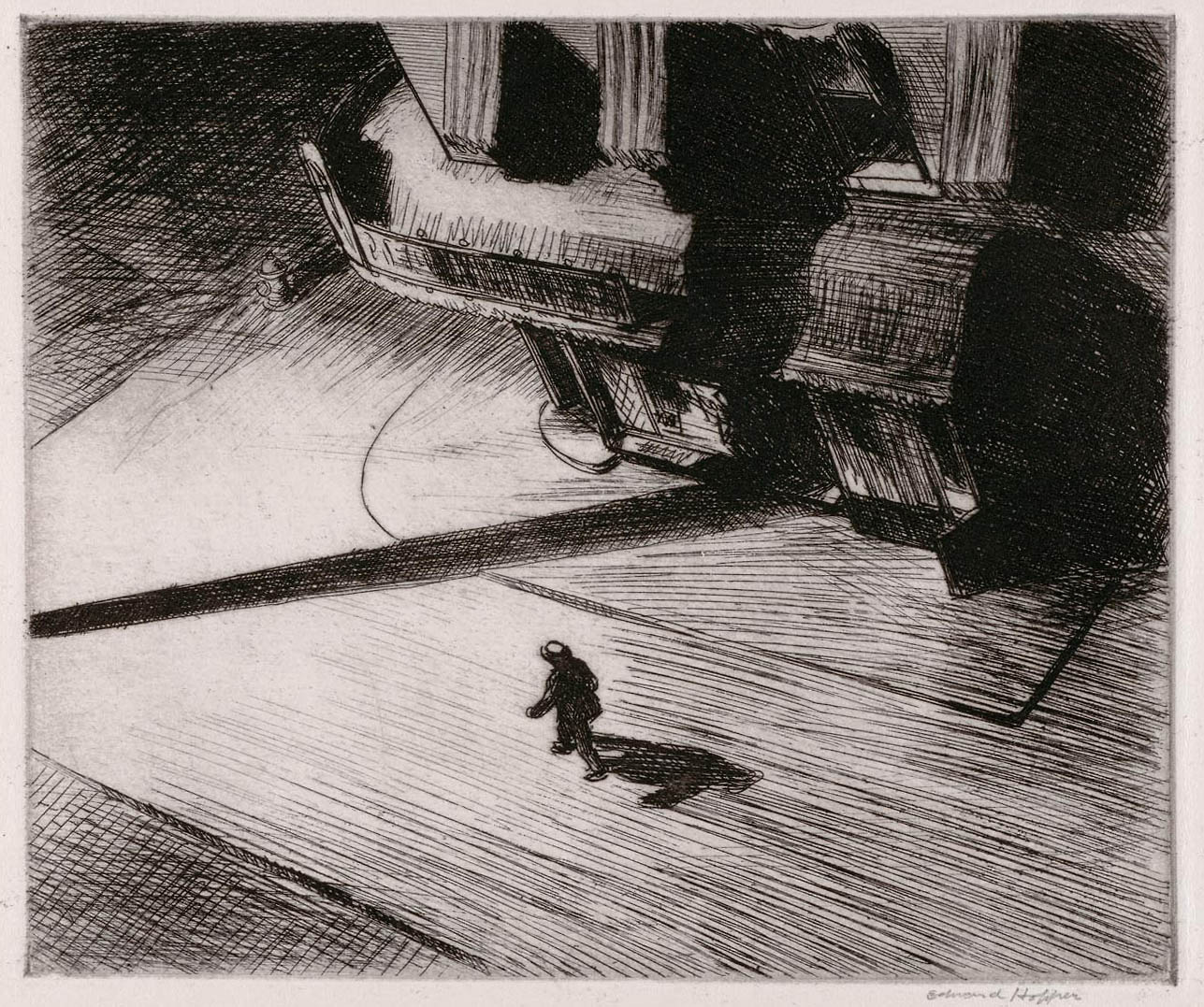 Hopper S Spooky 1921 Etching Night Shadows - Edward Hopper Etching Night Shadows - HD Wallpaper 