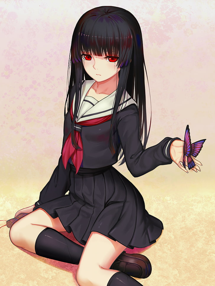 Jigoku Shoujo, Anime Girls, Enma Ai, One Person, Lifestyles, - Hell Girl Fanart - HD Wallpaper 