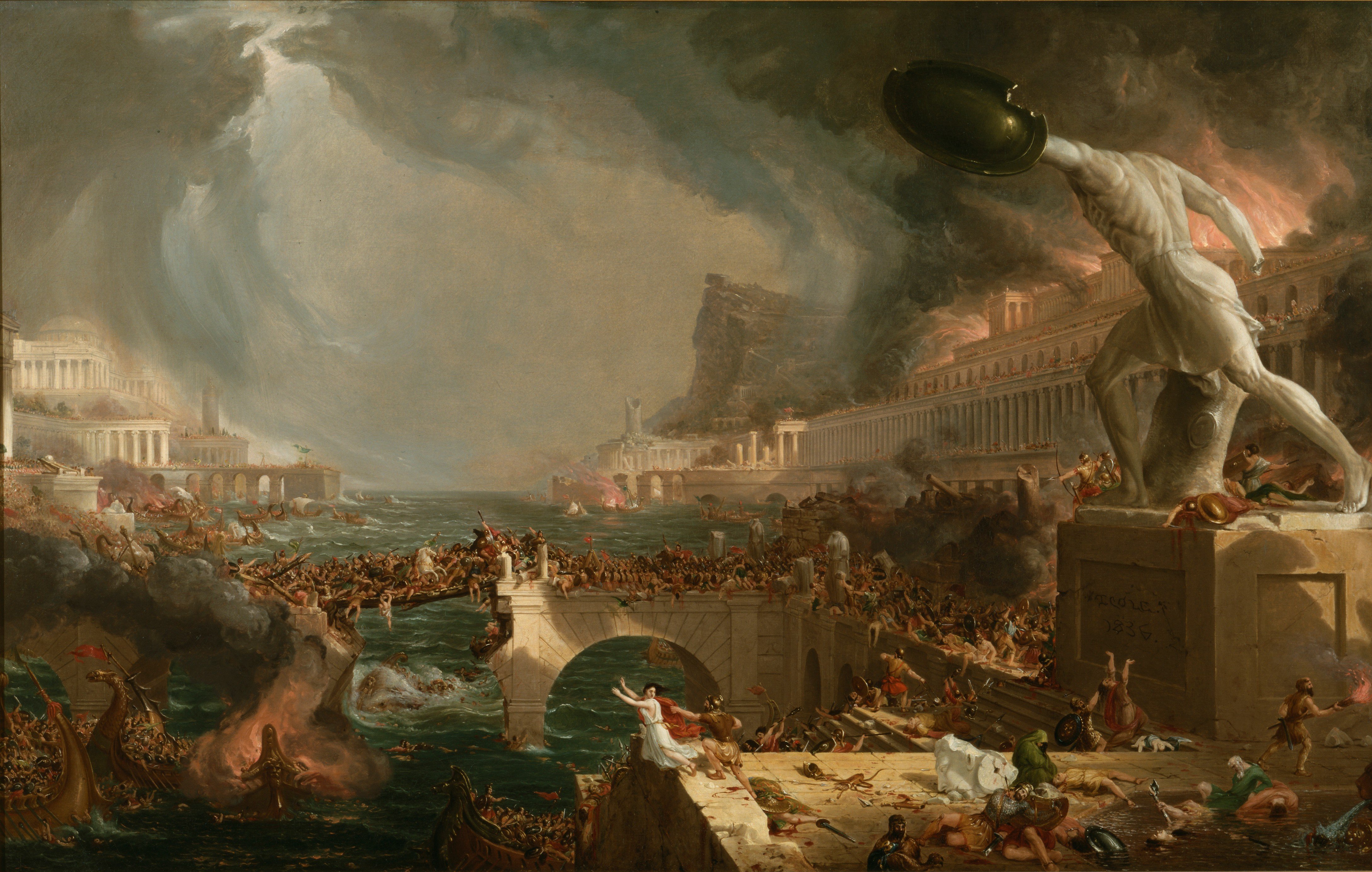 The Course Of Empire - Thomas Cole The Course Of Empire Destruction - HD Wallpaper 