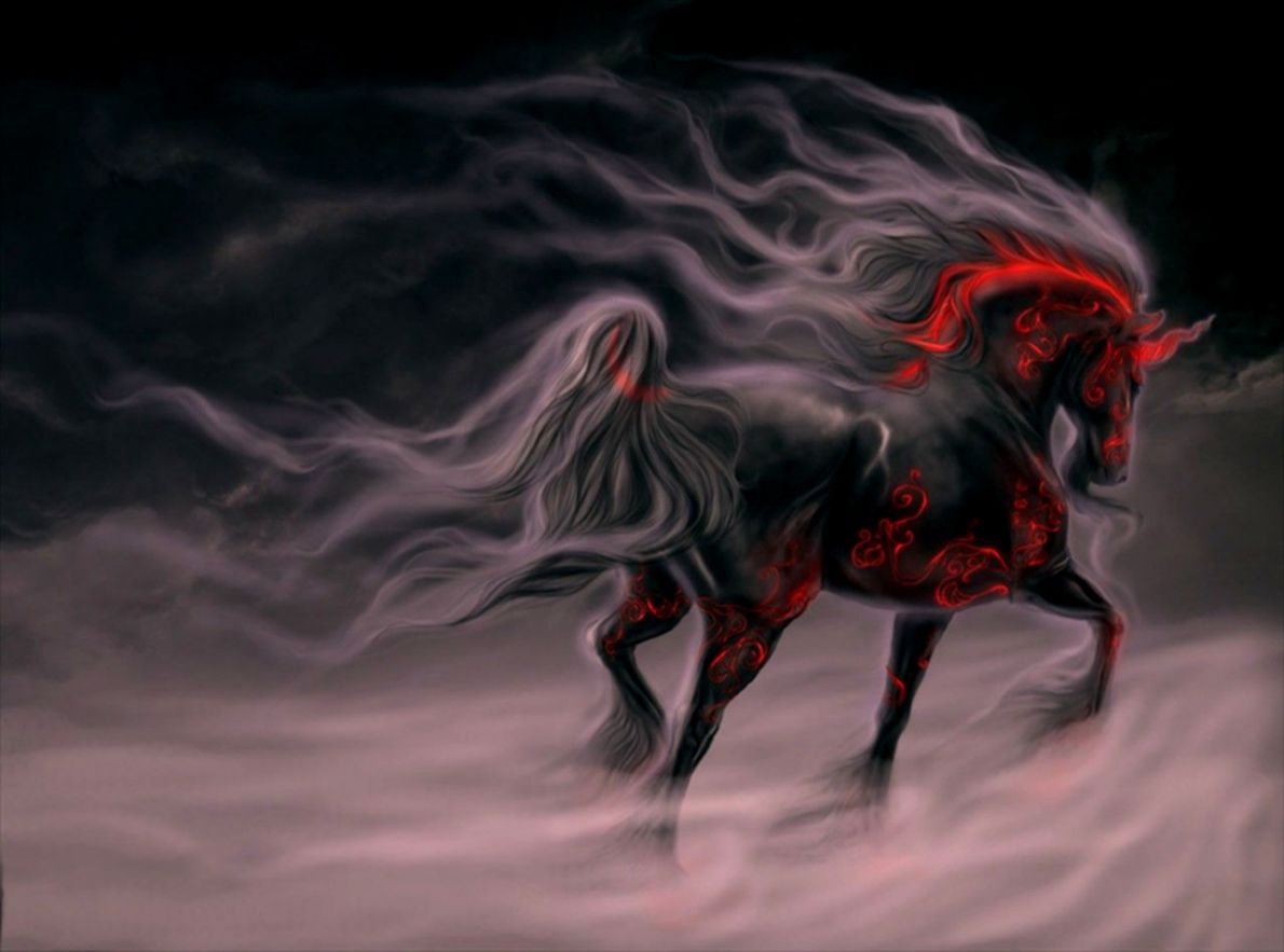 Cool Horse Wallpapers Group - Black And Red Horse - HD Wallpaper 