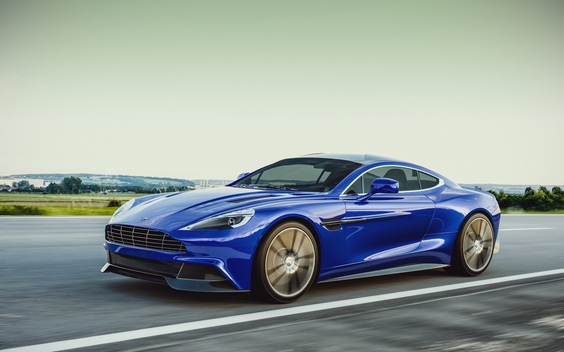 Aston Martin Blue Car - HD Wallpaper 