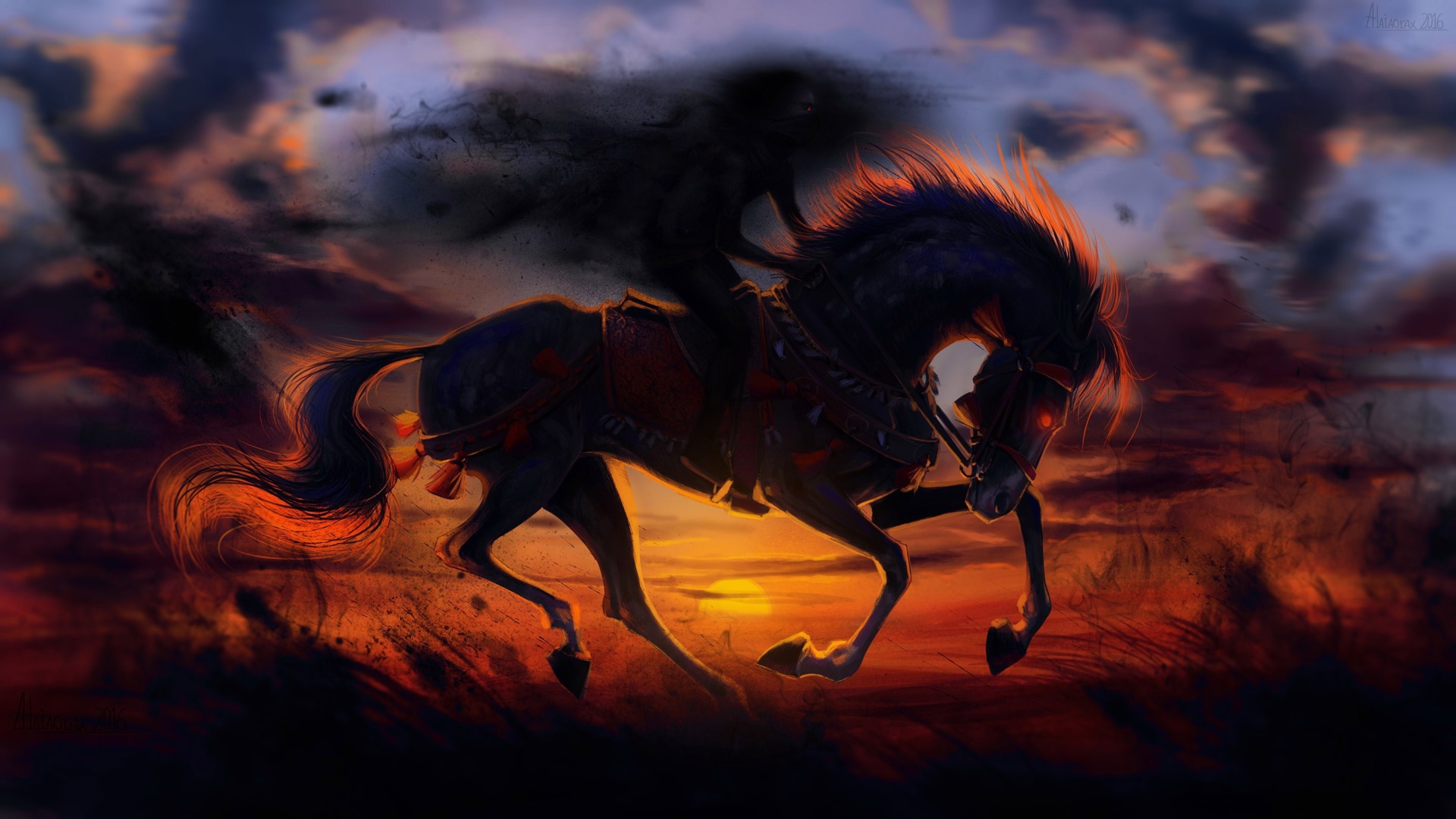 Horse Running In Sunset - HD Wallpaper 