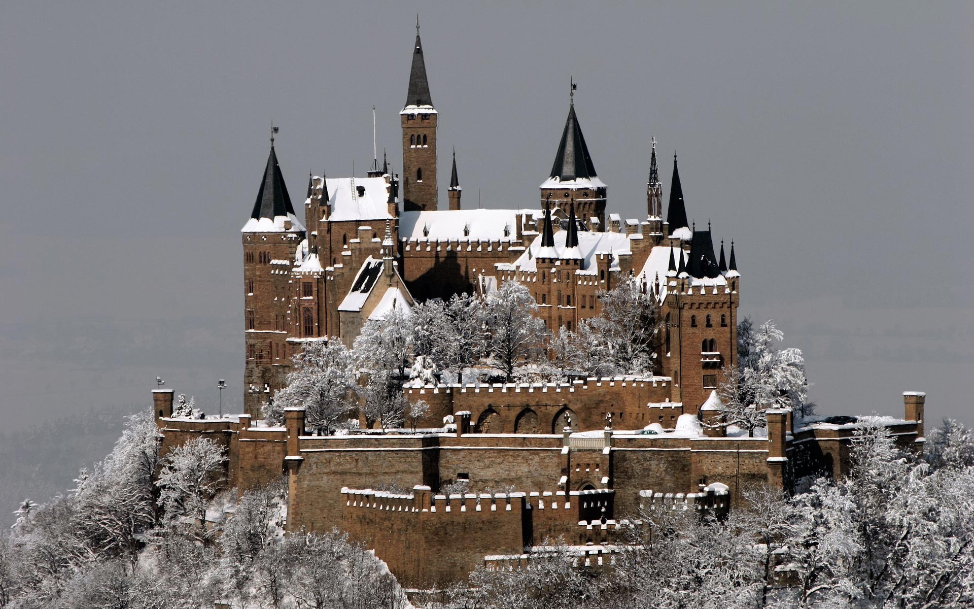 Architecture Buildings Castles Germany Hohenzollern - Stuttgart Germany In Winter - HD Wallpaper 