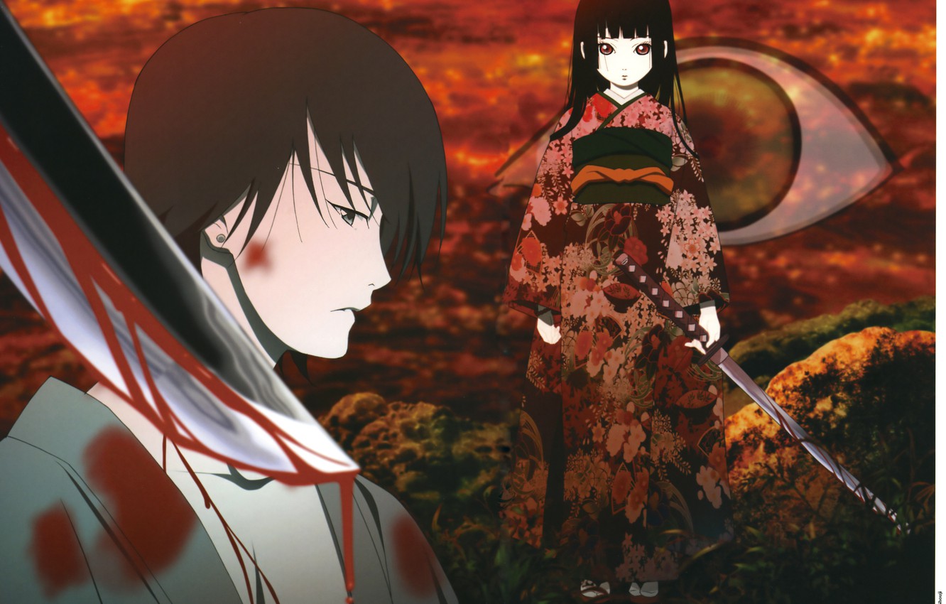 Photo Wallpaper The Victim, Katana, Red Eyes, Penalty, - Ren Ichimoku And Enma Ai - HD Wallpaper 