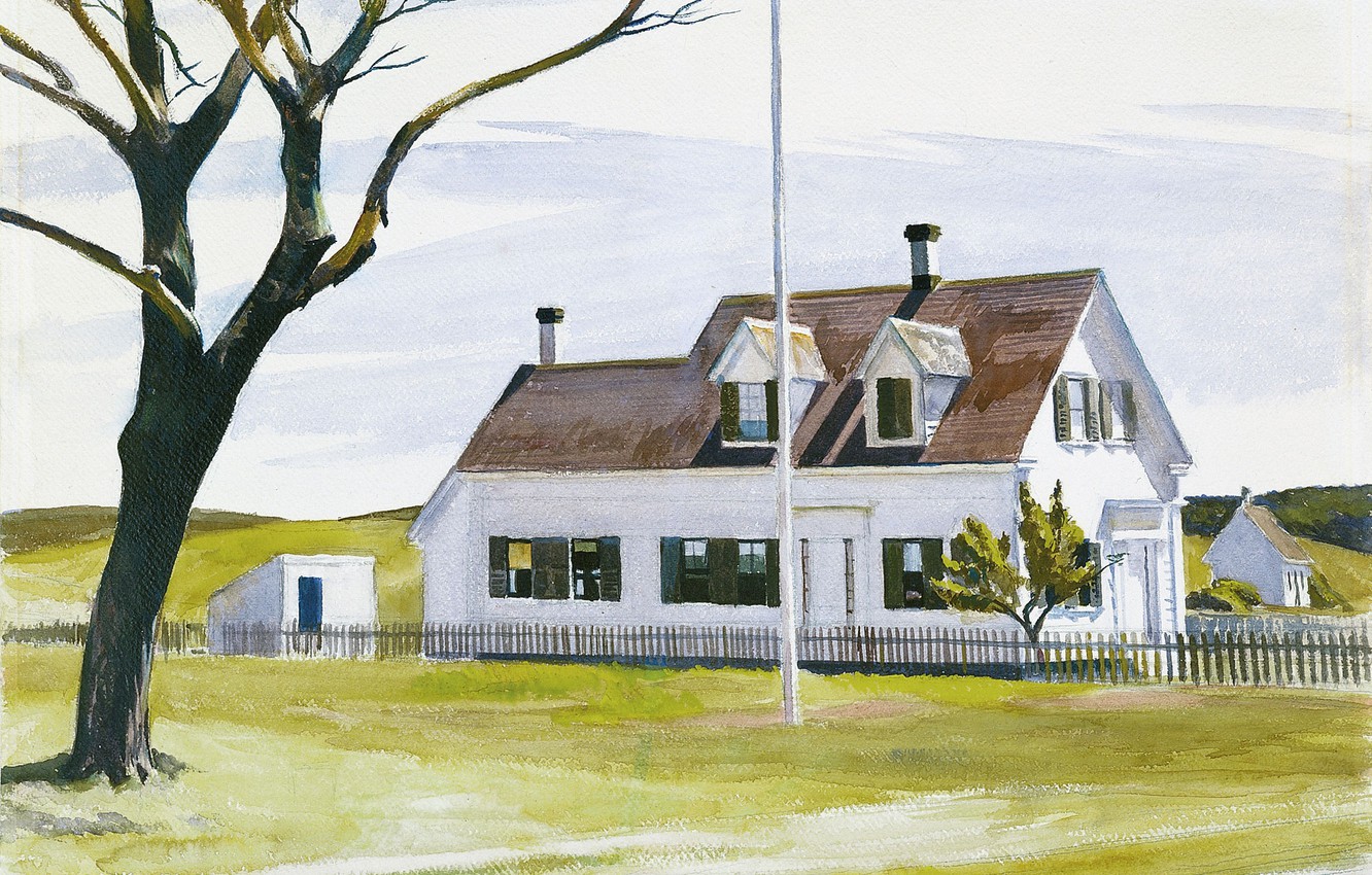 Photo Wallpaper 1931, Edward Hopper, Lombard’s House - Home And Tree Paint - HD Wallpaper 