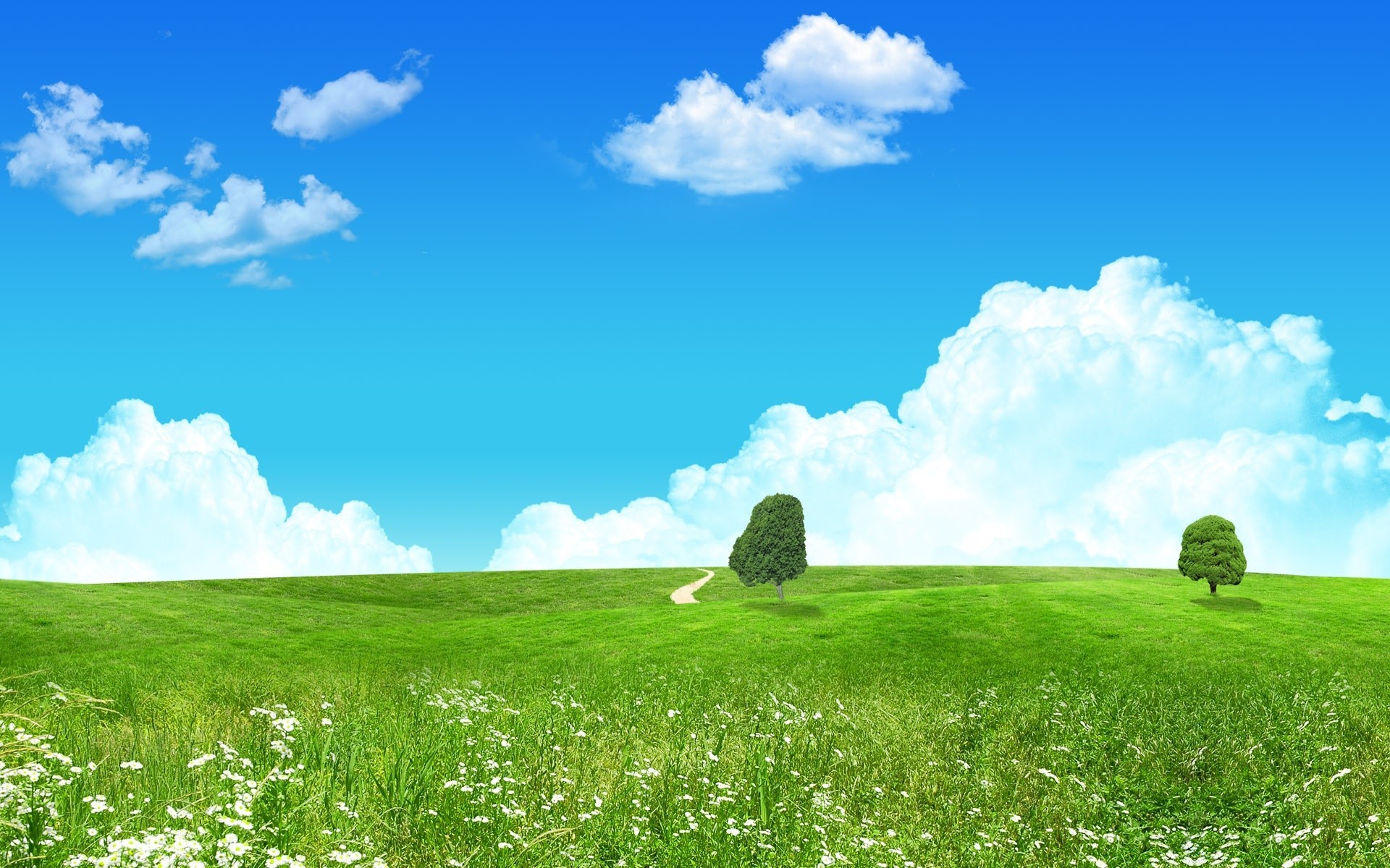 Spring Landscape Grass Hayfield Pasture Field Rural - Anime Green Landscape - HD Wallpaper 