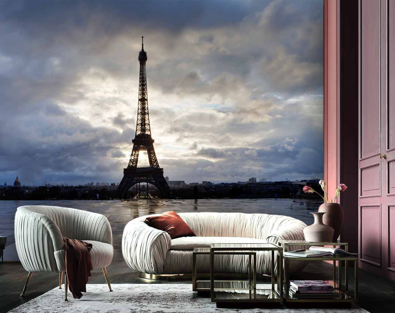 Flowers Wallpaper In Interior - HD Wallpaper 