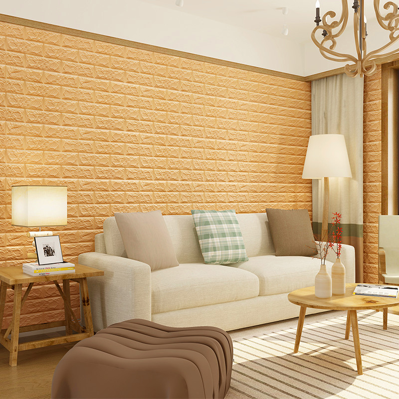 Decoração De Interiores À Prova D - Xốp Dán Tường Màu Vàng Kem - HD Wallpaper 