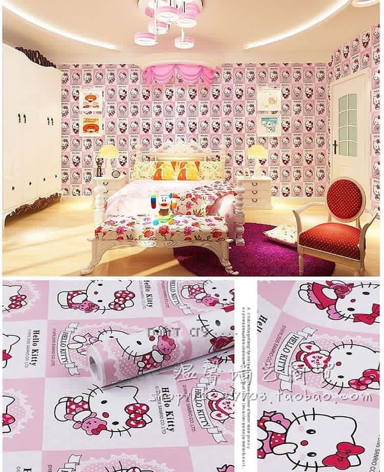 Grosir Wallpaper Sticker Roll - Dinding Hellokitty Kotak - HD Wallpaper 