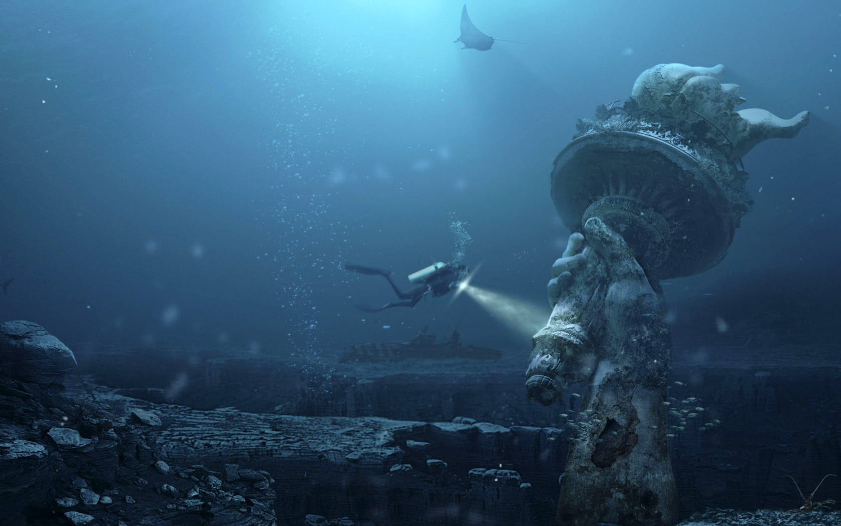 Statue Of Liberty Drowning - HD Wallpaper 