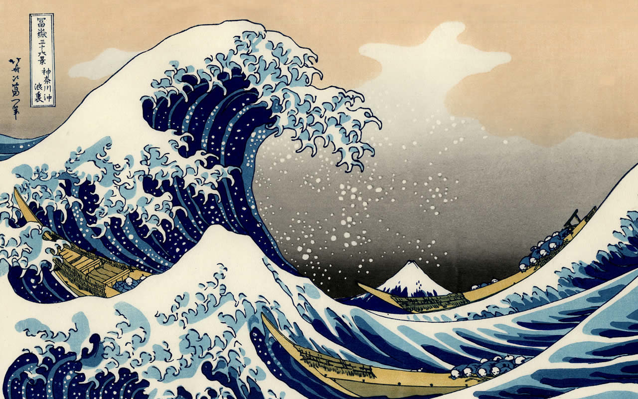 Free Japanese High Quality Background Id - Great Wave Off Kanagawa 1080 - HD Wallpaper 
