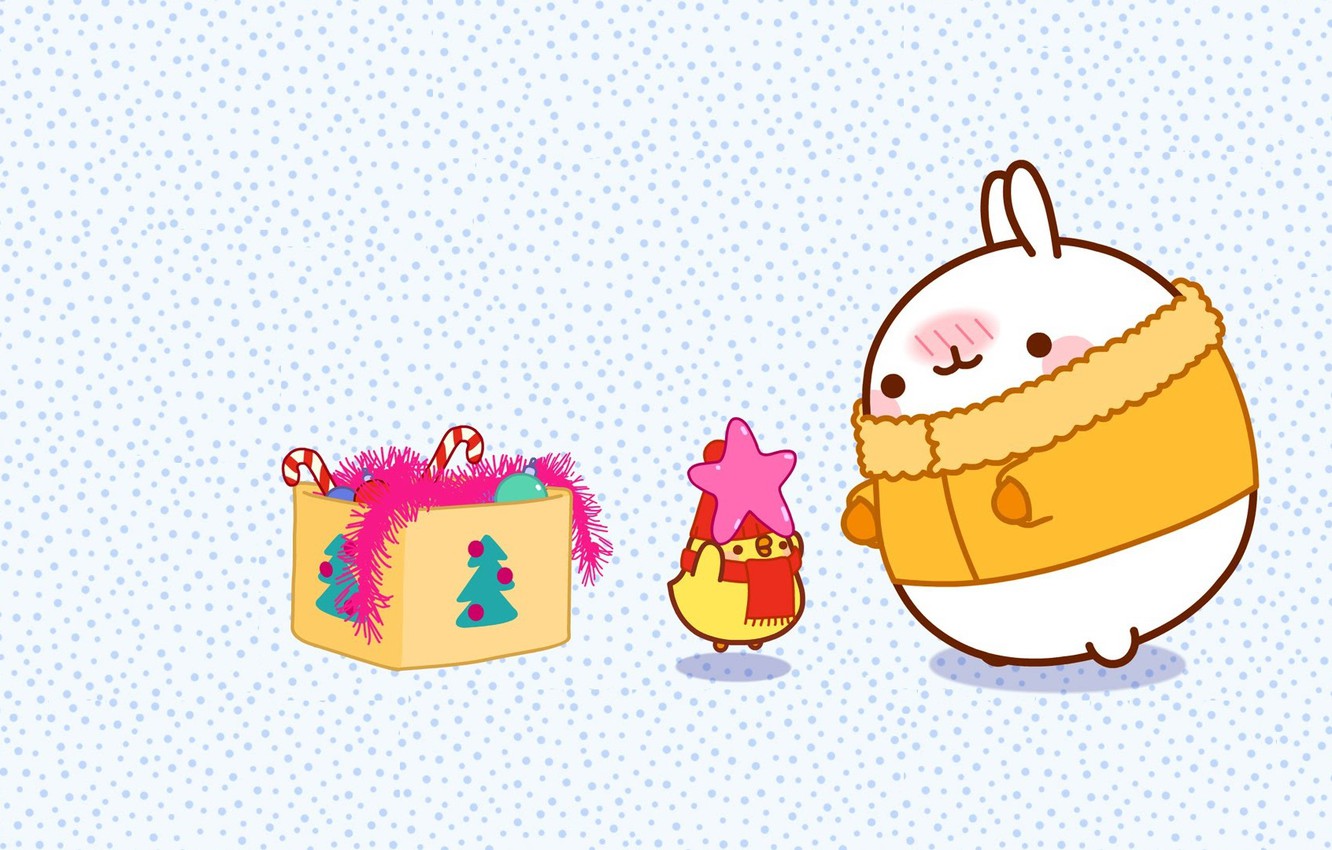 Photo Wallpaper Holiday, Toys, Anime, Art, New Year, - Моланг Новый Год - HD Wallpaper 