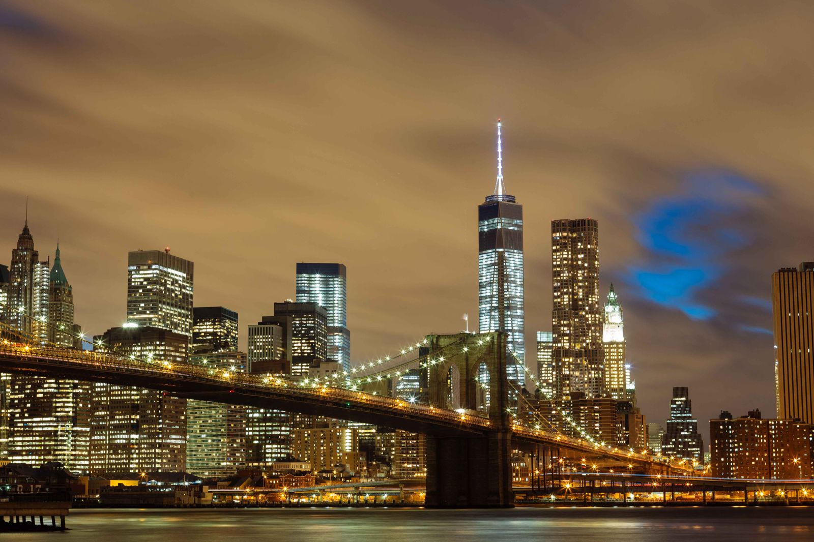 Sky Water City Night Buildings River Lights Urban Cityscape - New York City In The Night - HD Wallpaper 