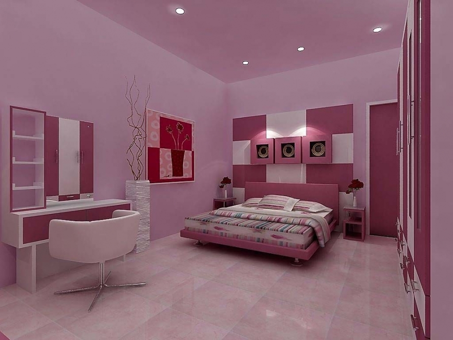 Wallpaper Dinding Rumah Minimalis - Pink Bedroom Paint Colors - HD Wallpaper 