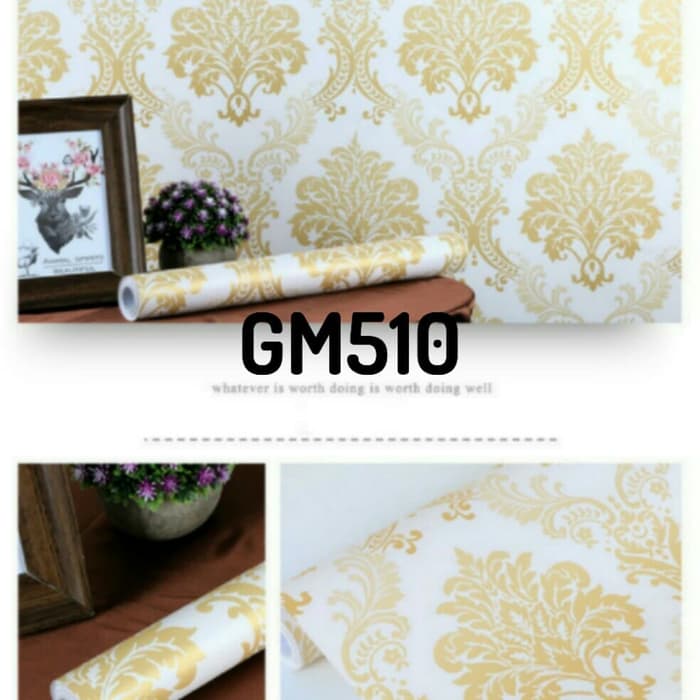 Dinding Batik Gold - HD Wallpaper 