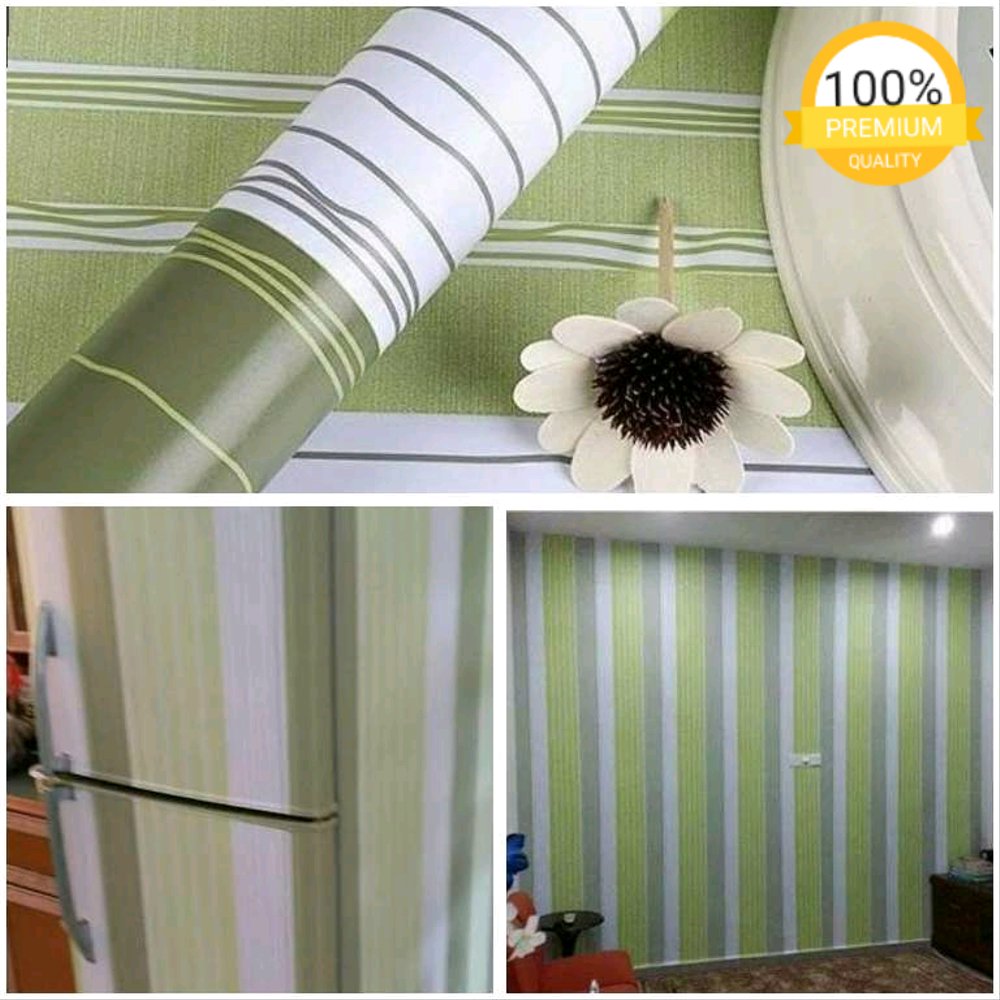 Termurah Grosir Wallpaper Sticker Dinding Salur Putih - Stiker Dinding Warna Hijau - HD Wallpaper 