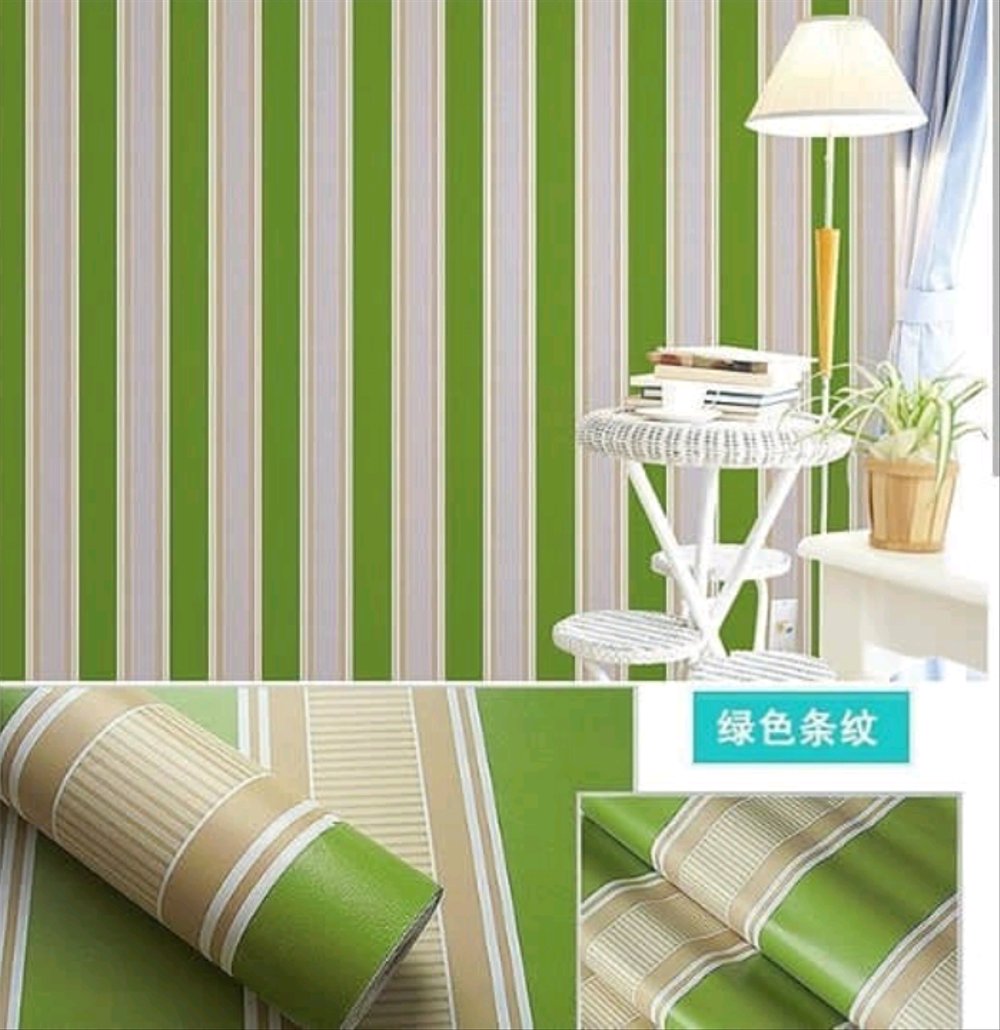 Hitam Pintu Lemari Lemari Meja Komputer Wallpaper Stiker - Sticker Wallpaper Green Stripes - HD Wallpaper 