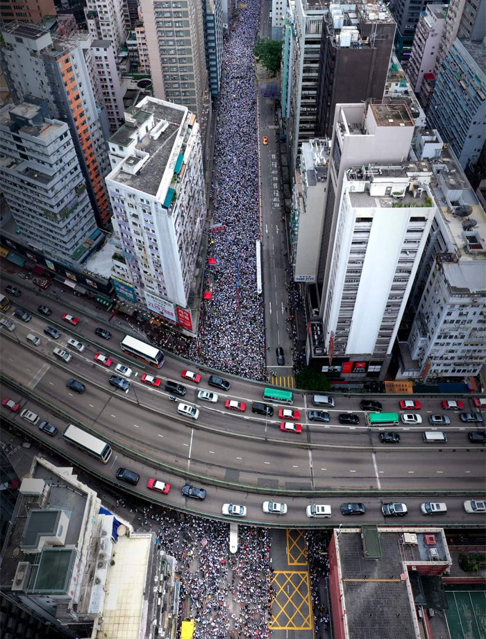 Hong Kong Protest Aerial View - HD Wallpaper 