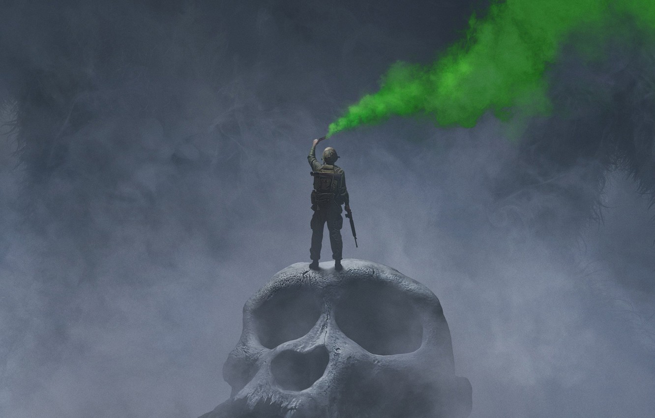 Photo Wallpaper Green, Fog, Weapons, Smoke, Skull, - Hd Best Wallpapers Of 2017 - HD Wallpaper 