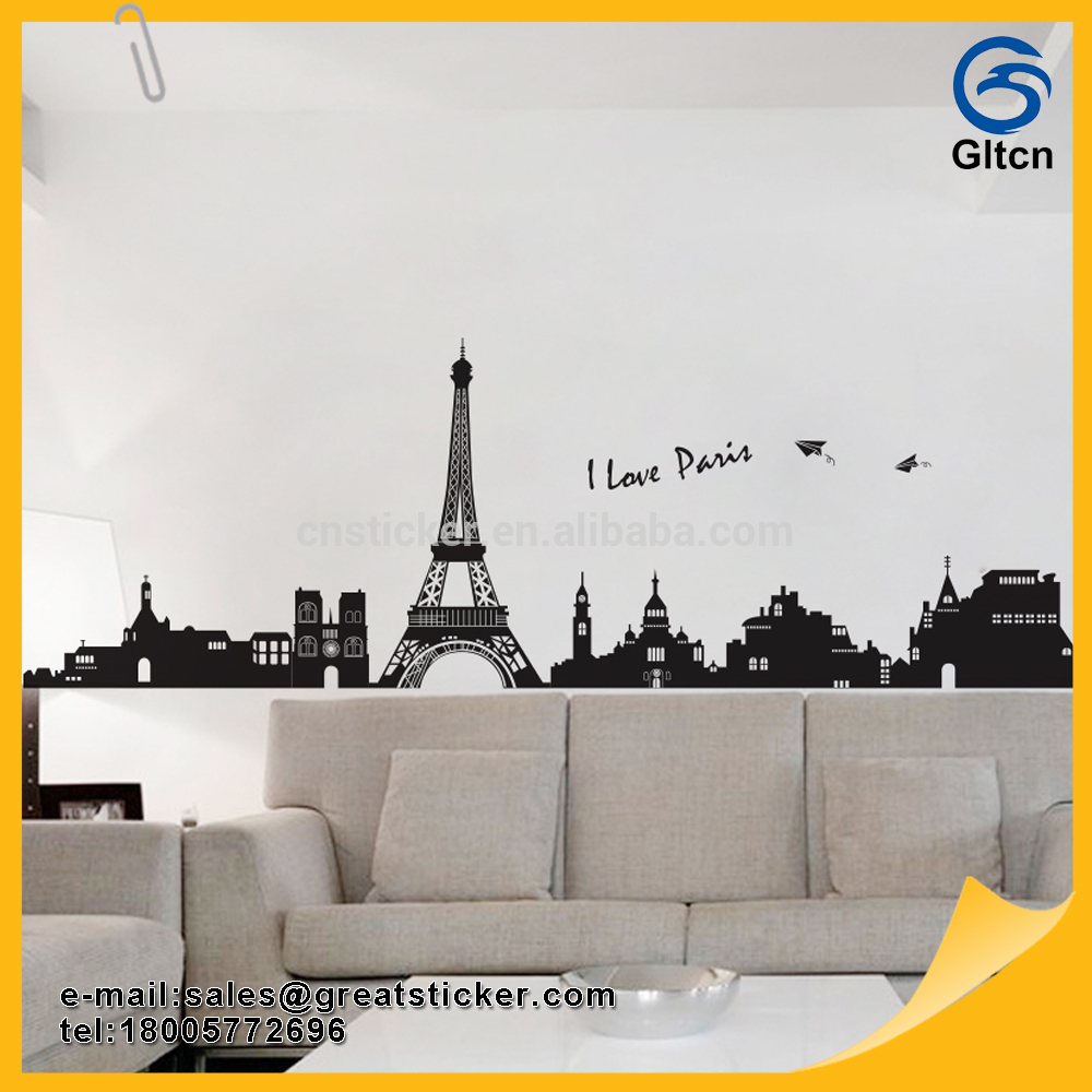 Paris Eiffel Design Pvc Wall Sticker For Room Decoration - Adhesivos Decorativos Para Pared - HD Wallpaper 