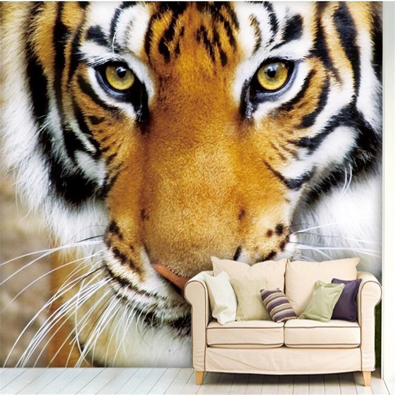 Wallpaper Harimau 3d - Animals Living Room Wallpaper For Walls - HD Wallpaper 