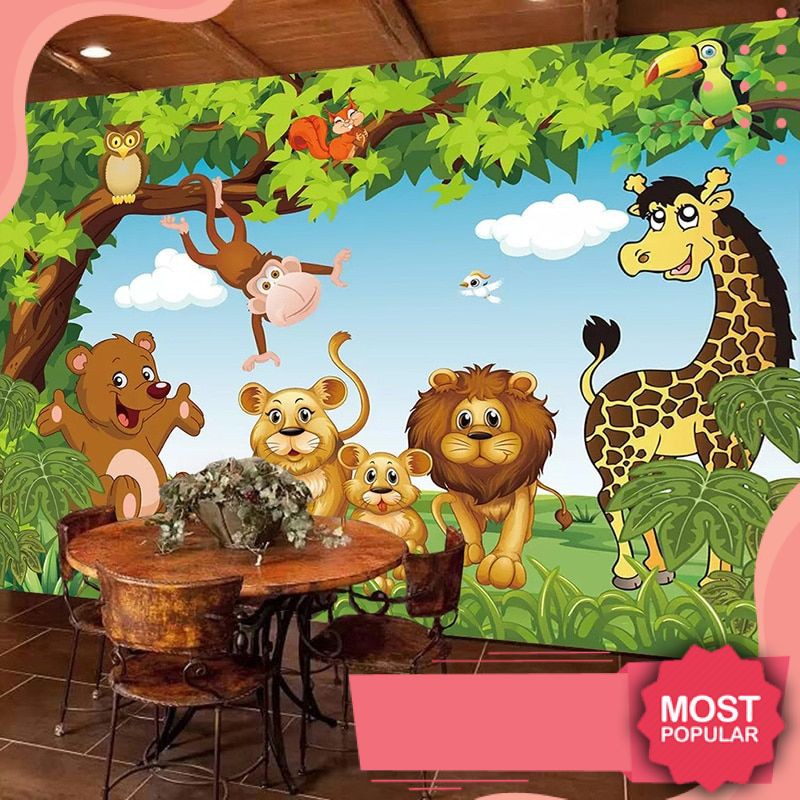Painting Of Cartoon Animals - HD Wallpaper 