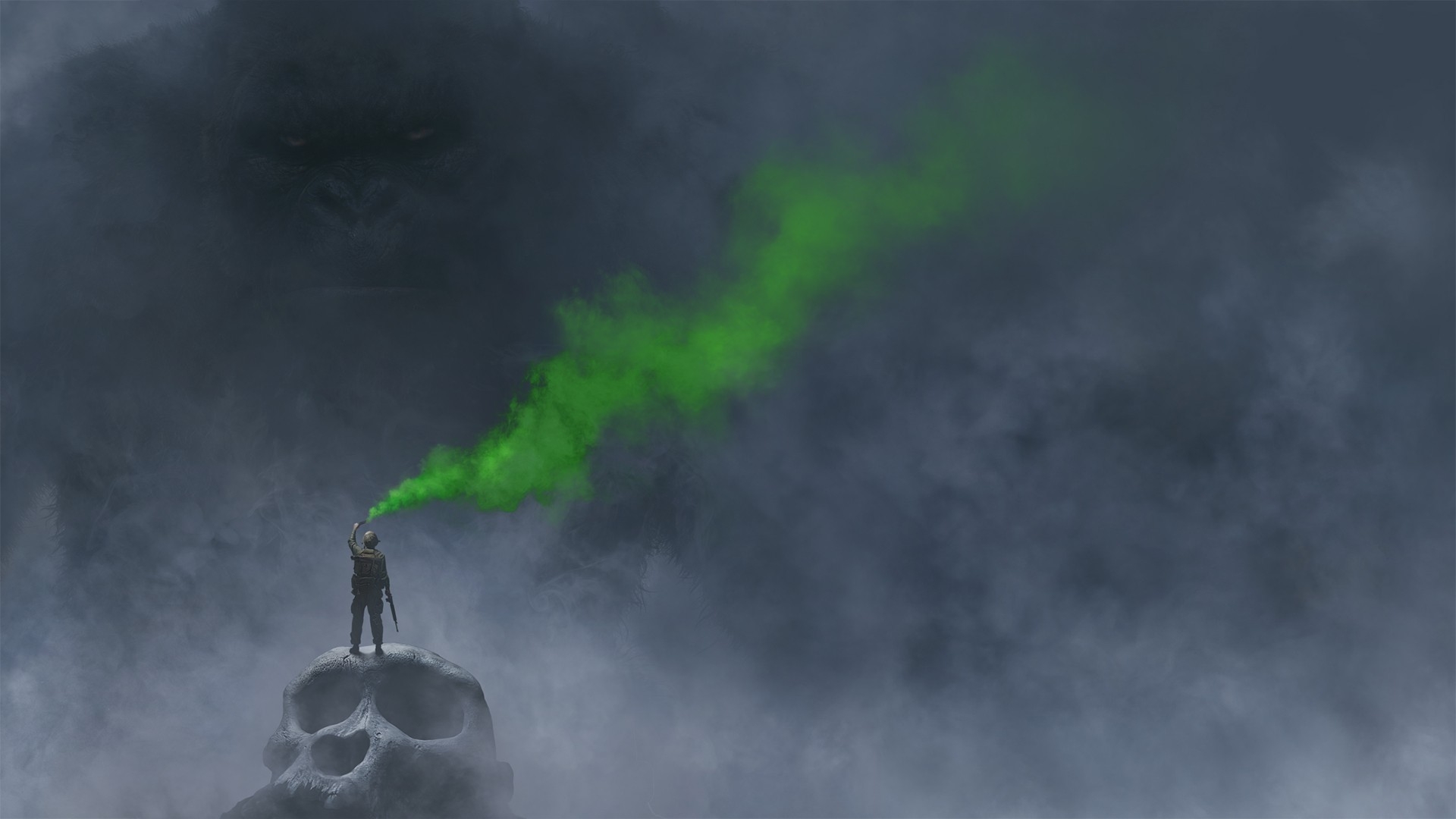 Skull Island, Green Smoke - King Kong Wallpaper Island - HD Wallpaper 