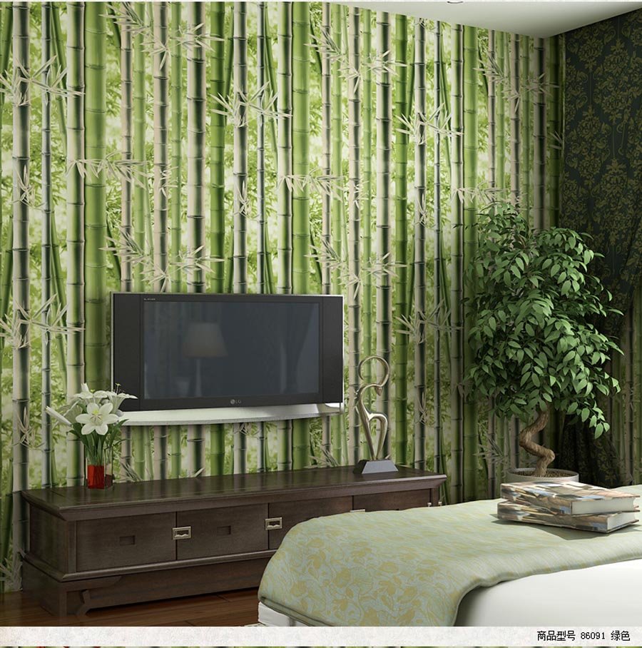 Wallpaper Dinding Warna Hijau Green Hd 1080p Interior - Quarto Com Papel De Parede - HD Wallpaper 