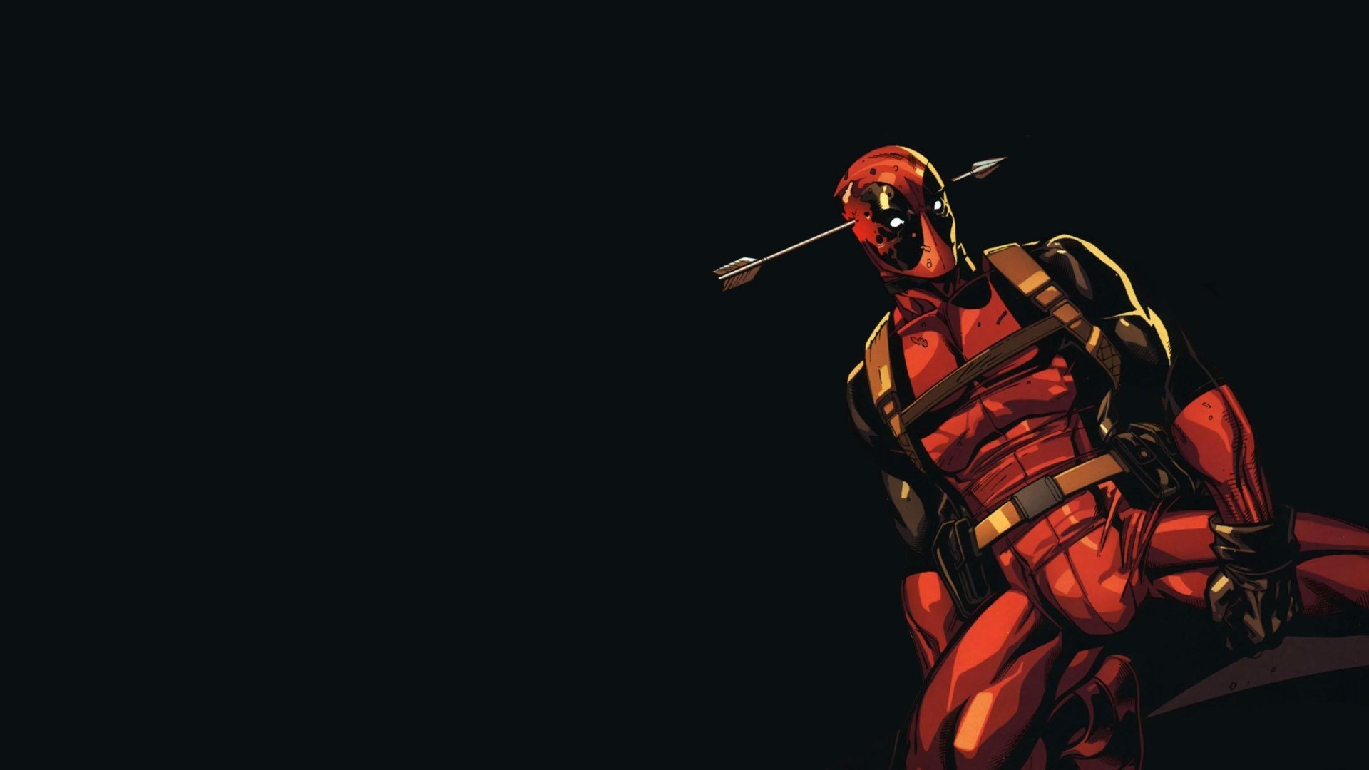 Deadpool, Artwork, Black Background, Simple Background, - Deadpool 1920 X 1080 - HD Wallpaper 