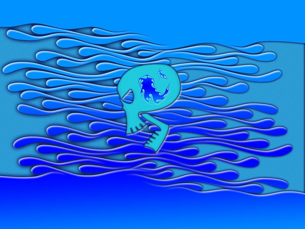 Skull Flames Blue - HD Wallpaper 