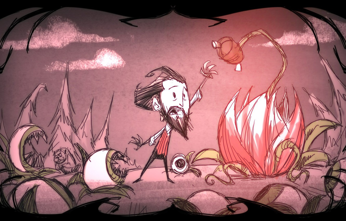 Photo Wallpaper Flower, Eyes, Clouds, Tree, Beard, - Don T Starve Together - HD Wallpaper 