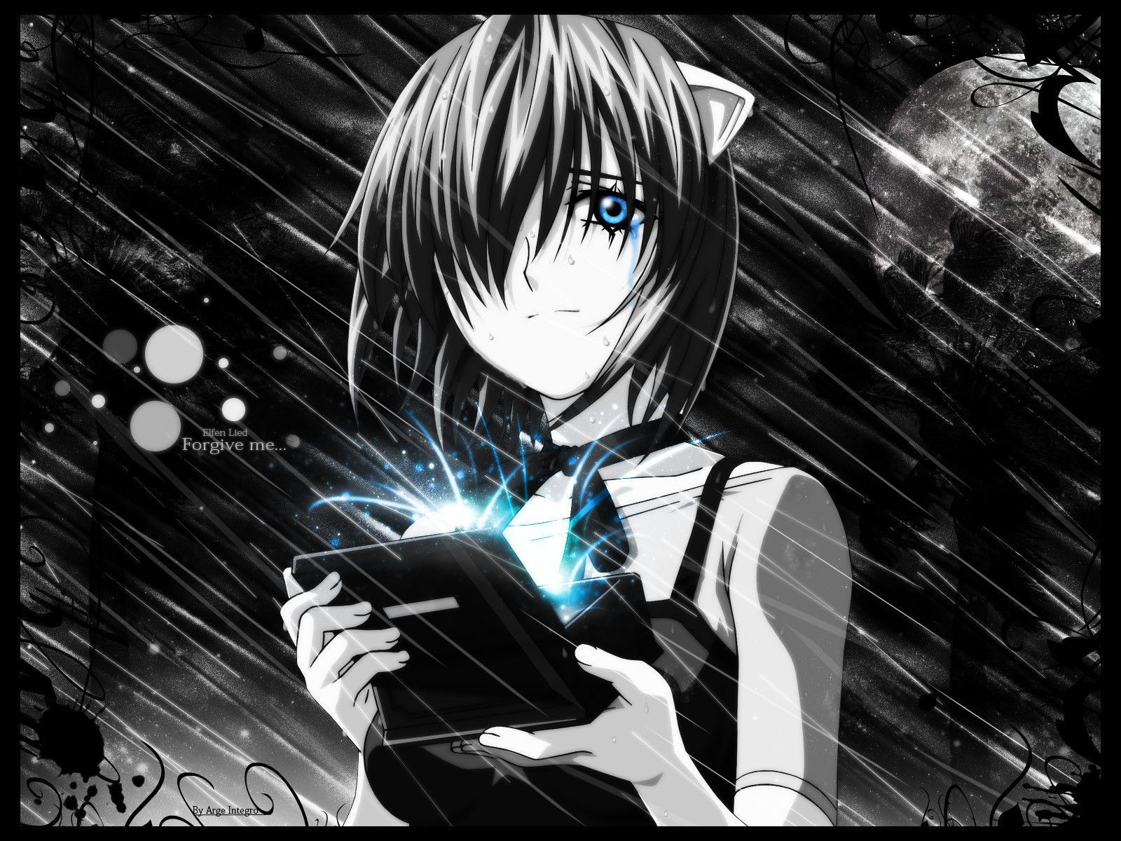 Emo Girl Anime Hd Desktop Wallpaper - Elfen Lied - HD Wallpaper 