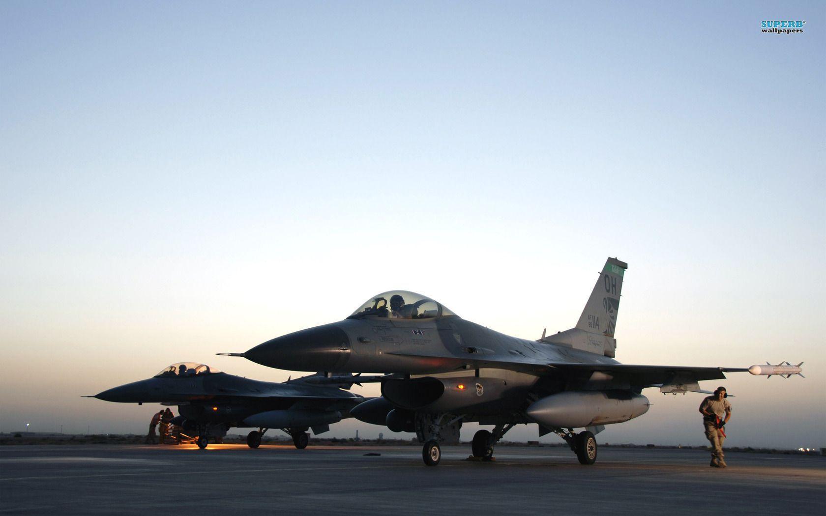 F 16 Sunset - HD Wallpaper 