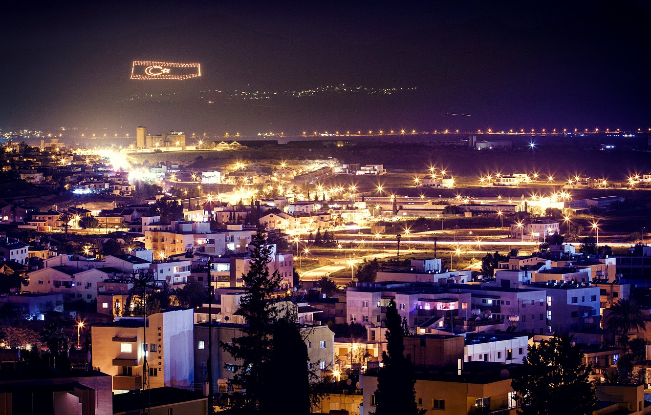 Photo Wallpaper Night, Turkey, Night, Turkey, Northern - Hd North Cyprus - HD Wallpaper 