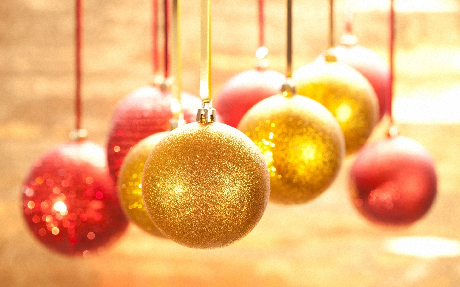 Golden Christmas Ornaments - High Resolution Christmas Background - HD Wallpaper 