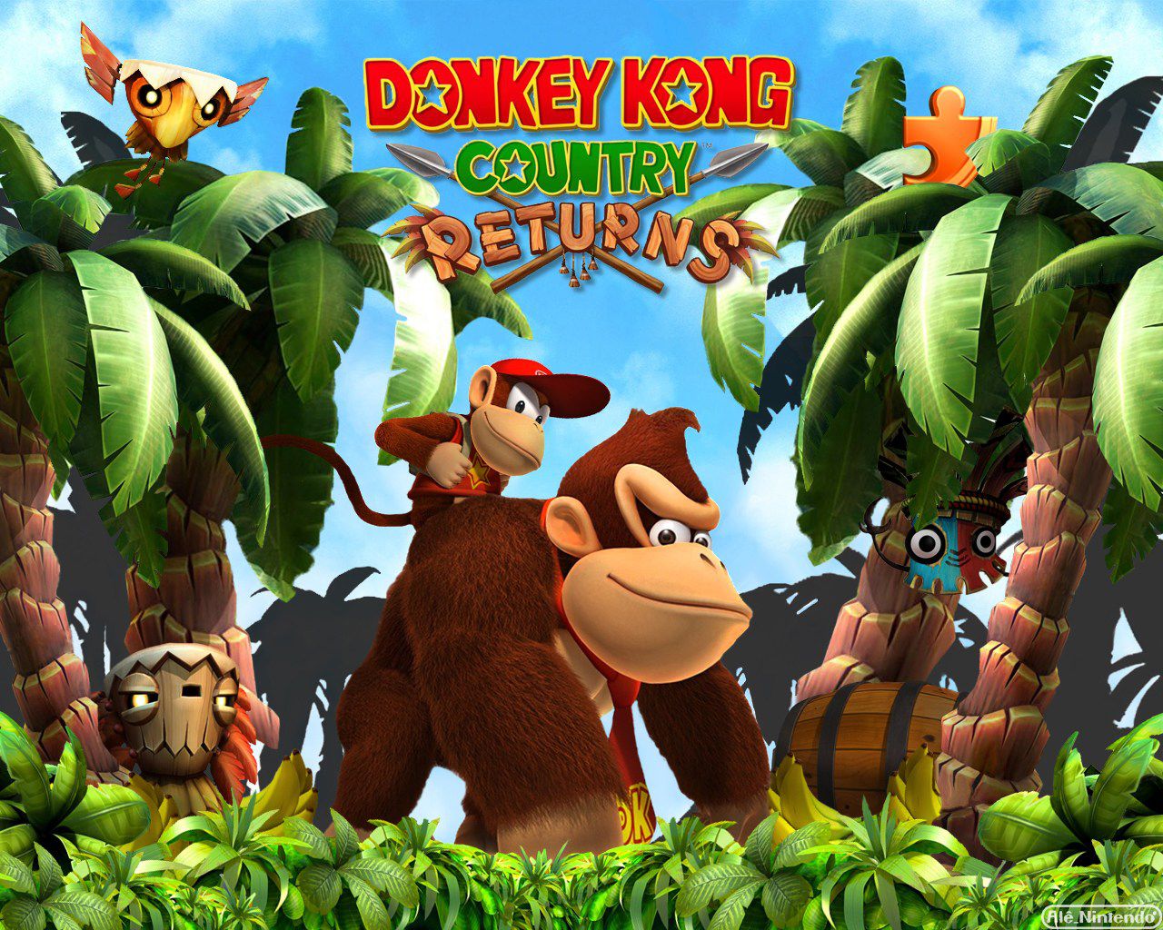 Donkey Kong Country Returns, Gorilla, Palm Trees - Donkey Kong Country Returns Wallpapee - HD Wallpaper 