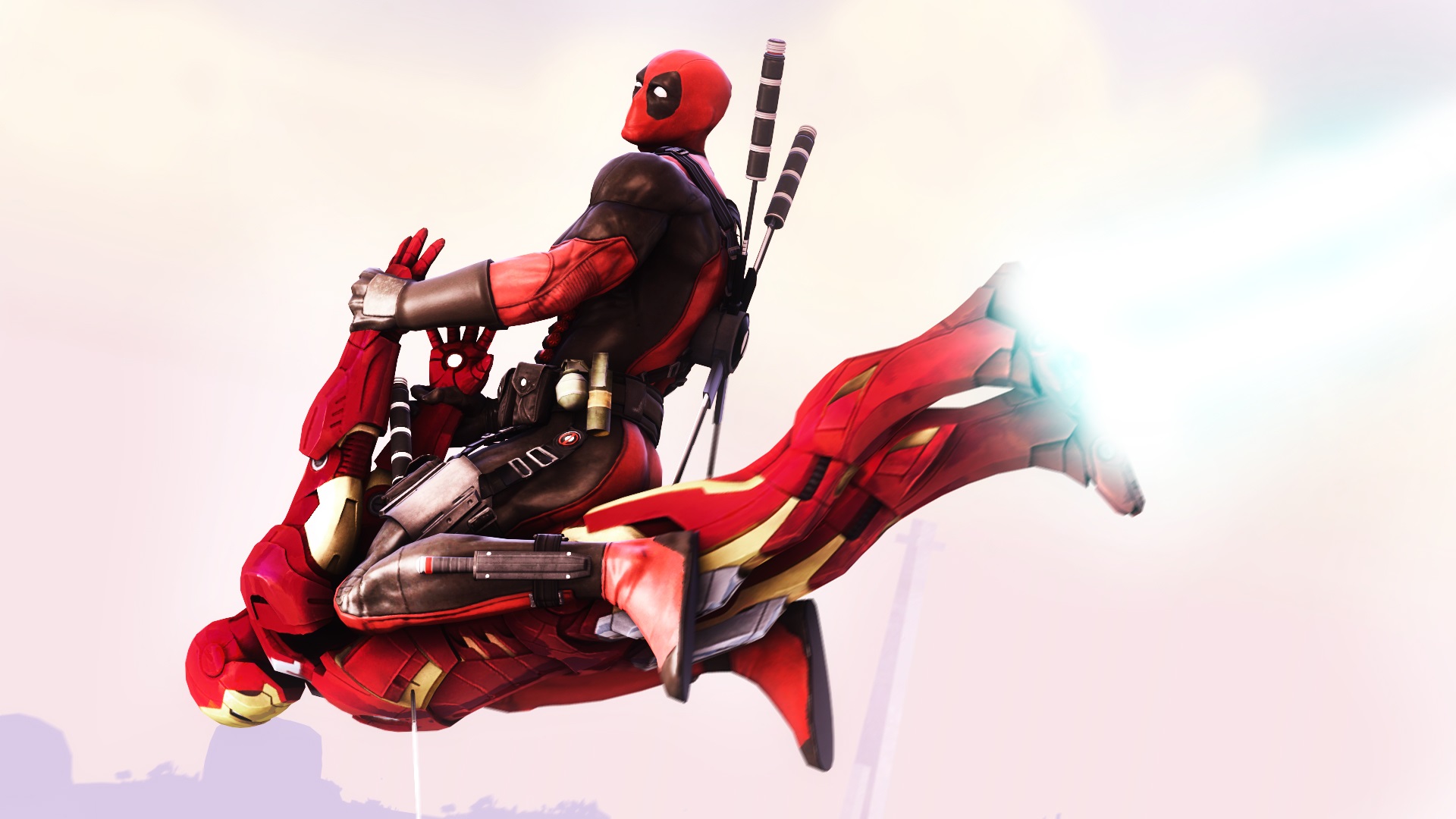 Wallpaper Deadpool And Iron Man - Deadpool Vs Iron Man - HD Wallpaper 