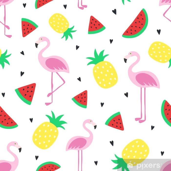 Cute Pineapples And Flamingos - HD Wallpaper 