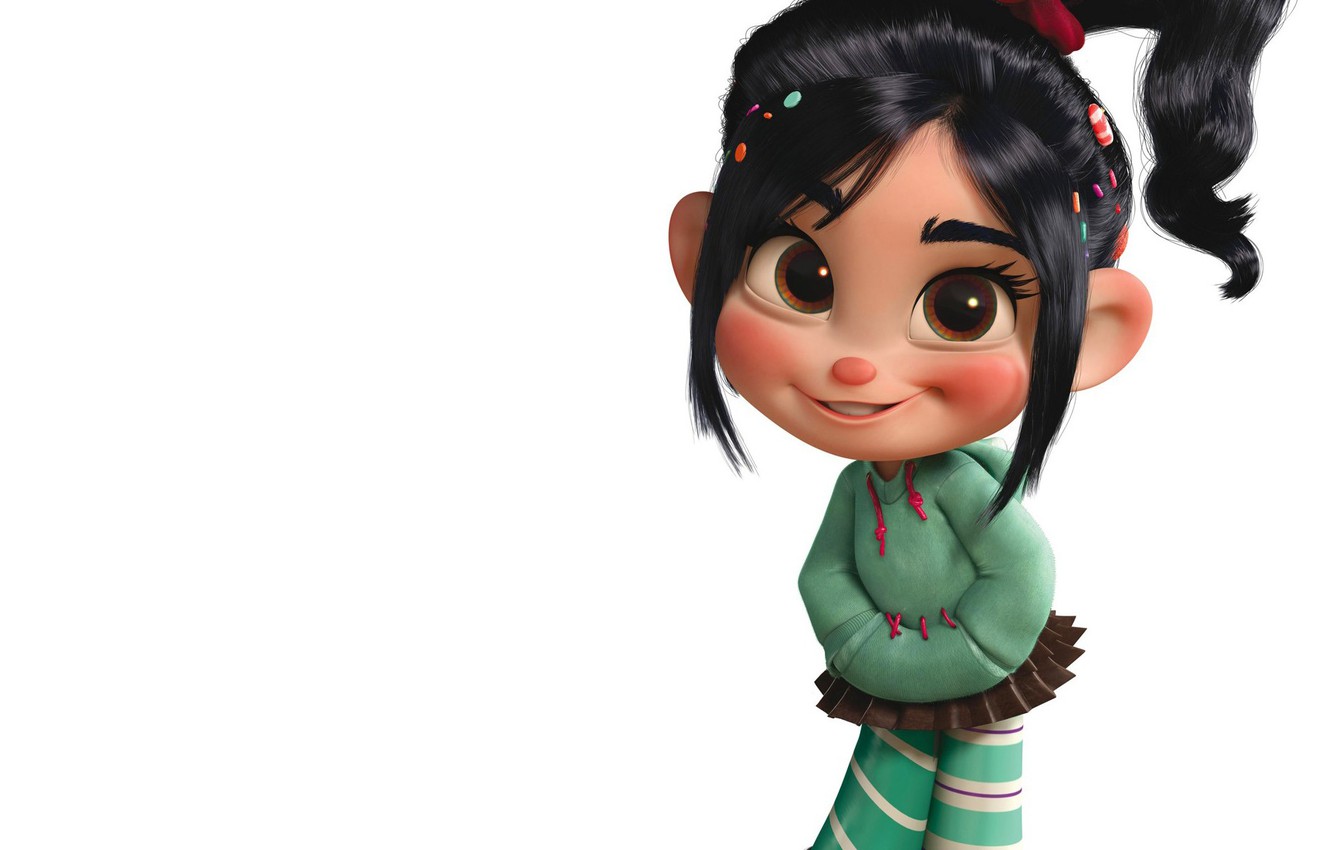 Photo Wallpaper Mood, Positive, Girl, White Background, - Vanellope Von Schweetz - Disney's Wreck-it Ralph Movie - HD Wallpaper 