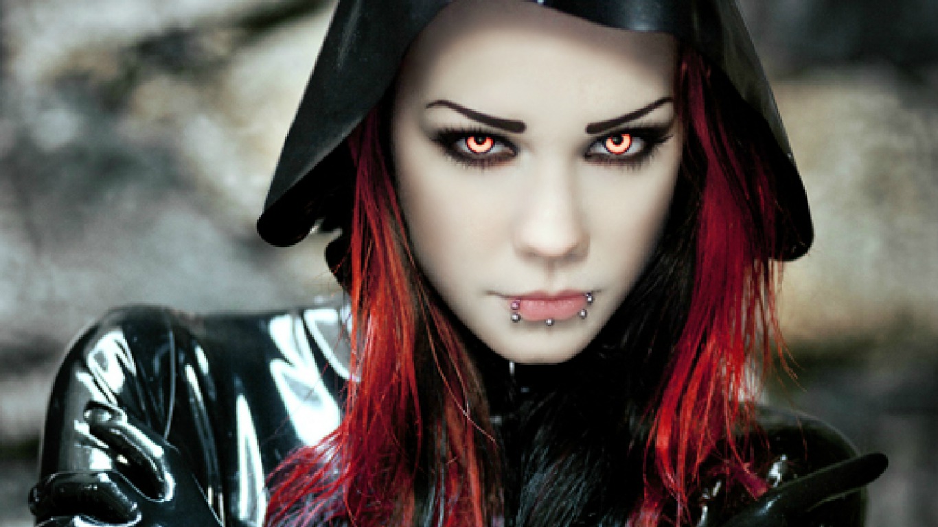 Gothic Vampire Emo Girl - HD Wallpaper 